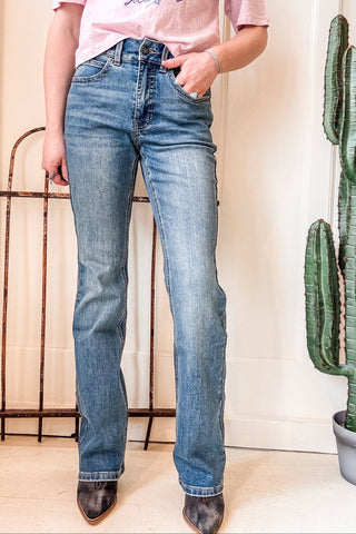Double Coin Pocket High Rise Bootcut Jean - Allure Boutique WY