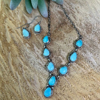 Draper 8 Stone Necklace and Earring Set - Allure Boutique WY
