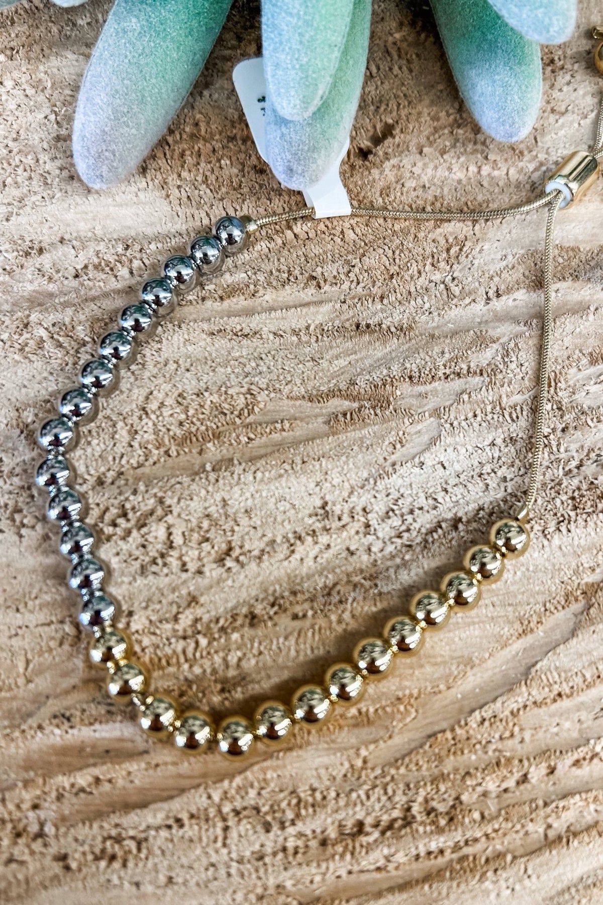 Duality Gold & Silver Beaded Adjustable Bracelet - Allure Boutique WY