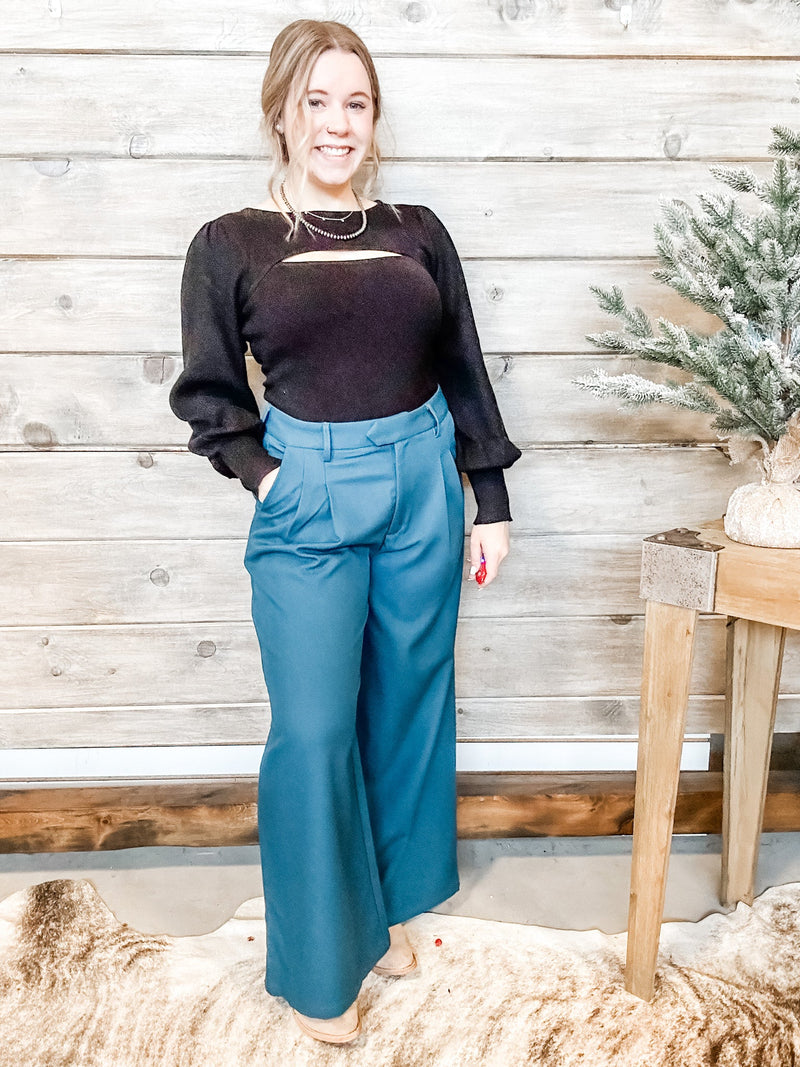 Duck Blue Palazzo Trouser - Allure Boutique WY