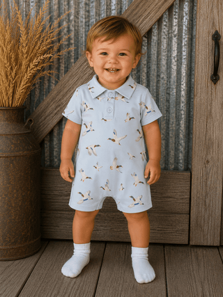 Duck Print Baby Boy Romper - Allure Boutique WY
