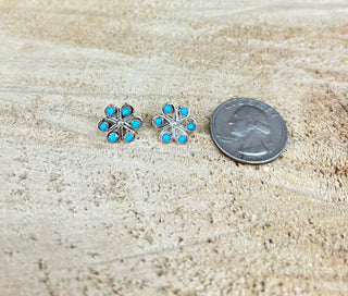 Small Turquoise Flower Cluster Post Earring
