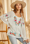 Ivory Swiss Dot Embroidered Long Sleeve Blouse