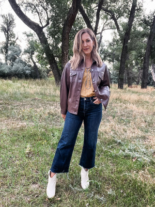 Echo Brown Faux Leather Jacket - Allure Boutique WY