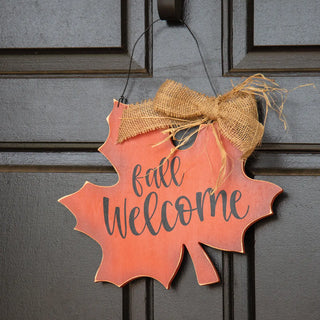 Fall Welcome Wooden Leaf Sign