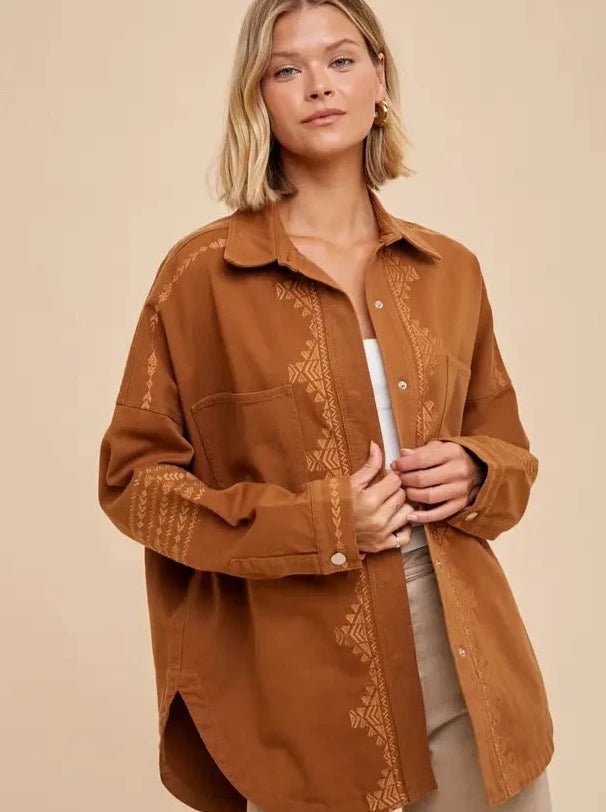 Embroidered Utility Shacket - Allure Boutique WY