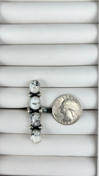 White Buffalo 4 Stone Adjustable Ring