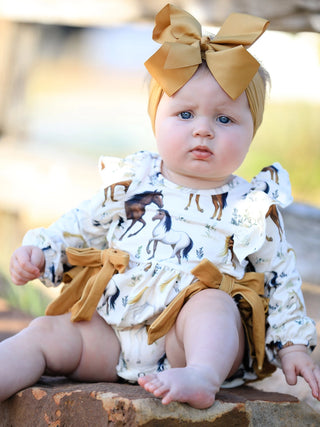 Infant Girls Horse Ruffle Butt Romper