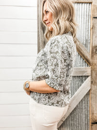 Fall Into You Blouse White Floral - Allure Boutique WY