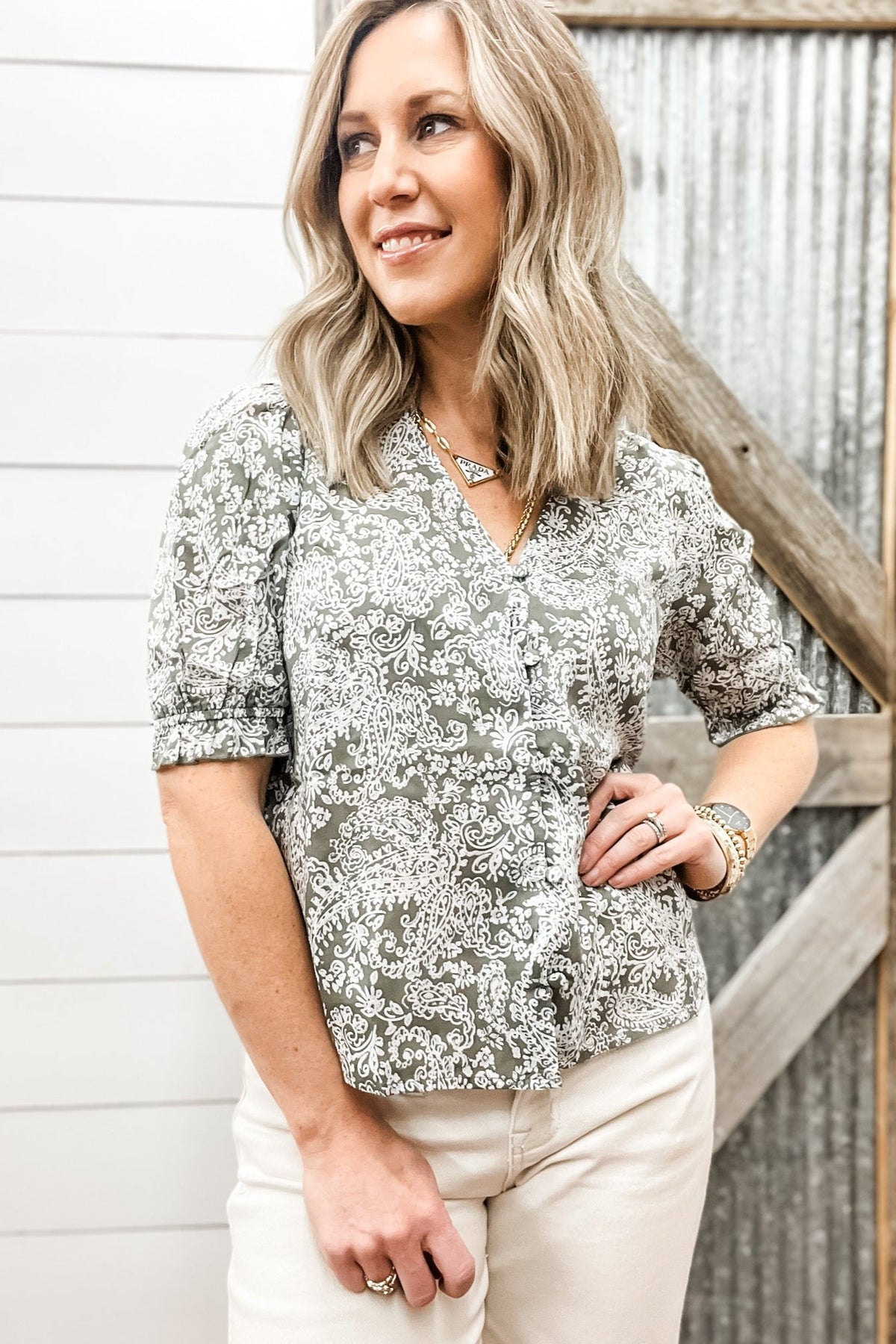 Fall Into You Blouse White Floral - Allure Boutique WY