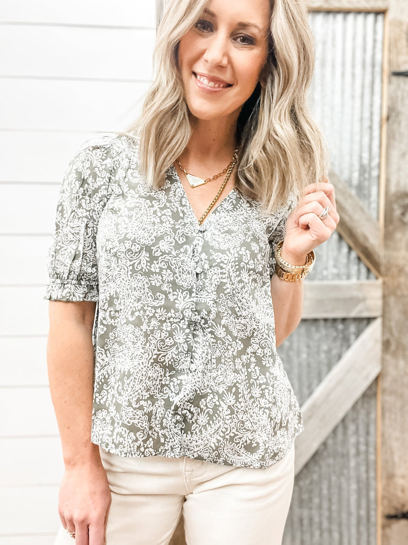 Fall Into You Blouse White Floral - Allure Boutique WY