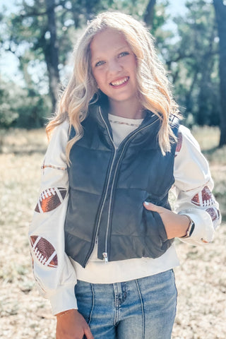 Faux Leather High Neck Puffer Vest - Allure Boutique WY