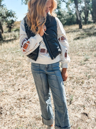 Faux Leather High Neck Puffer Vest - Allure Boutique WY