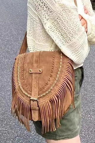 Faux Suede Tassel Bag Shoulder Crossbody - Allure Boutique WY