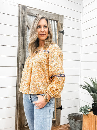 Fernande Blouse Marigold Ditsy - Allure Boutique WY