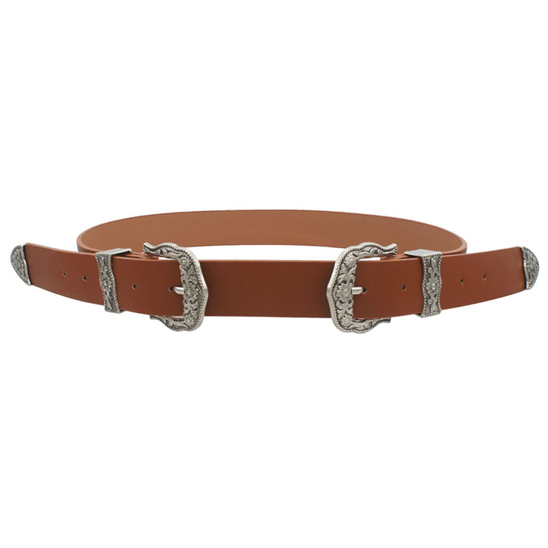 Flora Embossed 3 Piece Western Belt - Brown - Allure Boutique WY