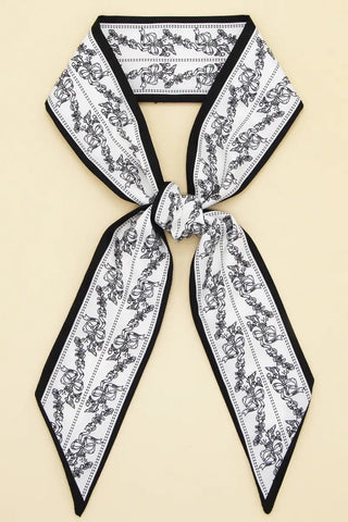 Floral + Black Trim Twilly - Allure Boutique WY