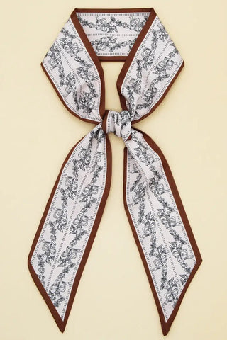 Floral + Brown Trim Twilly - Allure Boutique WY