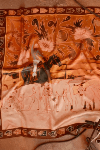 Floral Cattle Mulberry Silk Wild Rag - 35x35 - Allure Boutique WY