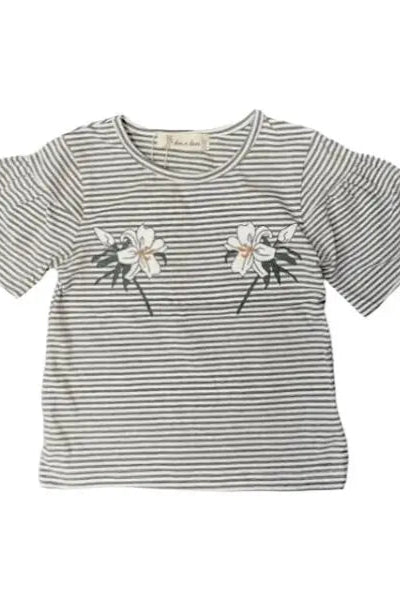 Floral Pinstripe Tee - Allure Boutique WY