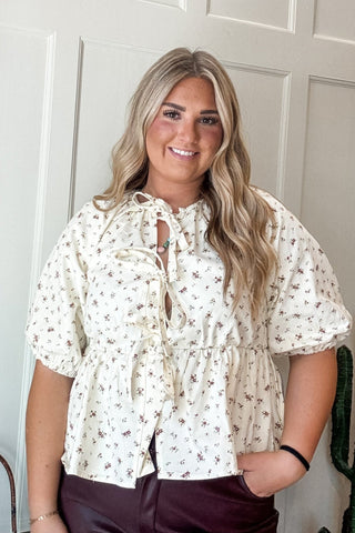 Floral Print Front Tie Top - Allure Boutique WY