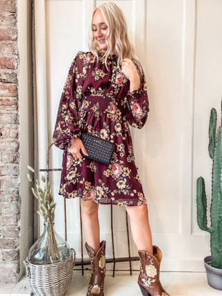 Floral Print Ruffled Cinch Waist Mini Dress - Allure Boutique WY
