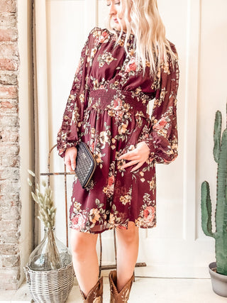 Floral Print Ruffled Cinch Waist Mini Dress - Allure Boutique WY
