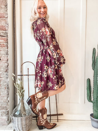Floral Print Ruffled Cinch Waist Mini Dress - Allure Boutique WY