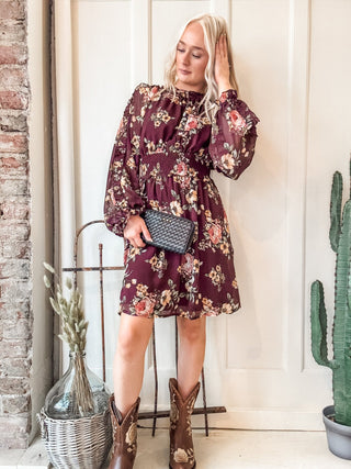 Floral Print Ruffled Cinch Waist Mini Dress - Allure Boutique WY