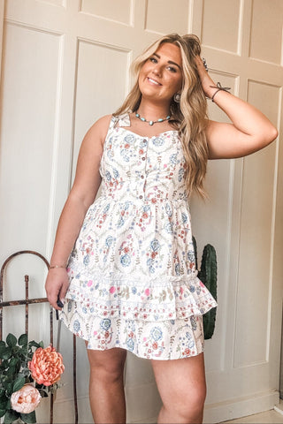 Floral Tiered Bow Strap Mini Dress - Allure Boutique WY