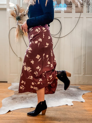 Flower Print Bias Cut Skirt - Allure Boutique WY