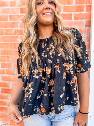Flower Print Pintuck Detail Blouse - Allure Boutique WY