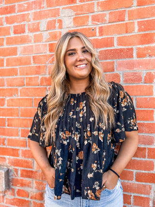 Flower Print Pintuck Detail Blouse - Allure Boutique WY