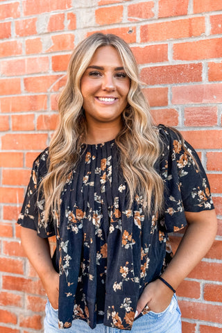 Flower Print Pintuck Detail Blouse - Allure Boutique WY