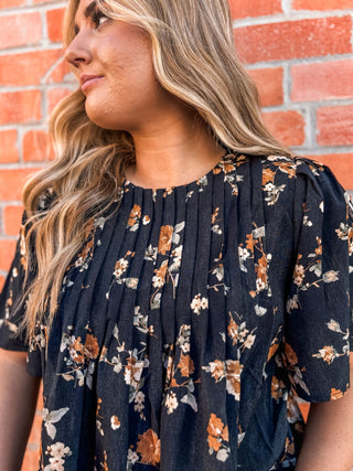 Flower Print Pintuck Detail Blouse - Allure Boutique WY