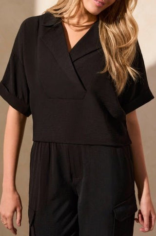 Flowy Popover Shirt Black - Allure Boutique WY