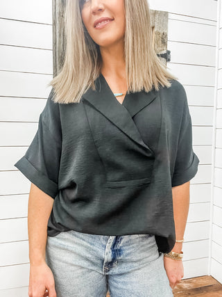 Flowy Popover Shirt Black - Allure Boutique WY