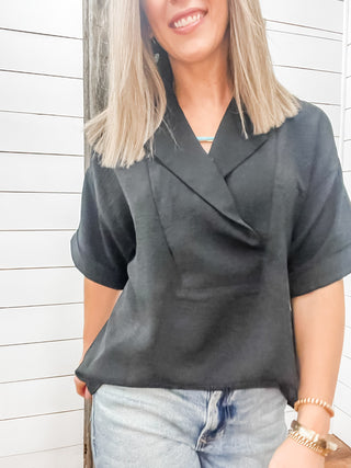 Flowy Popover Shirt Black - Allure Boutique WY