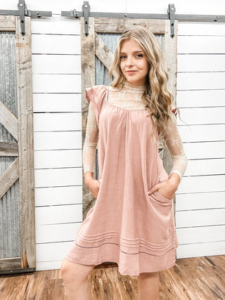 Flutter Sleeve Linen Dress - Allure Boutique WY