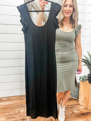 Flutter Sleeve Ribbed Tank Dress - Allure Boutique WY