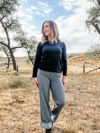 Fly Front Ankle Pant with Wide Cuff - Allure Boutique WY