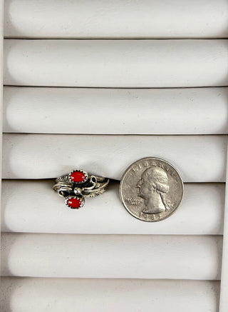 Red 2 Stone Leaf Ring 6