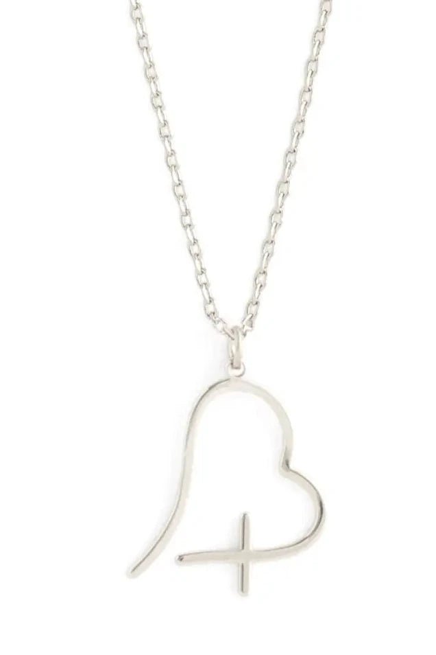 Free Form Heart with Cross Pendant Necklace - Allure Boutique WY