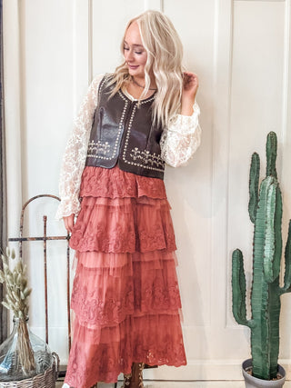Frilly Lace Tiered Maxi Skirt - Allure Boutique WY