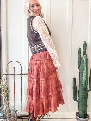 Frilly Lace Tiered Maxi Skirt - Allure Boutique WY