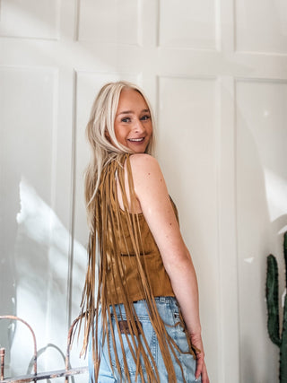 Fringe Suede Mock Neck Top - Allure Boutique WY