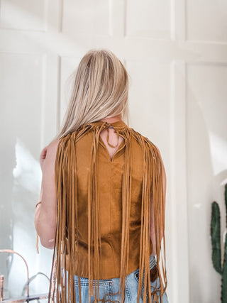 Fringe Suede Mock Neck Top - Allure Boutique WY