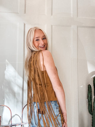 Fringe Suede Mock Neck Top - Allure Boutique WY