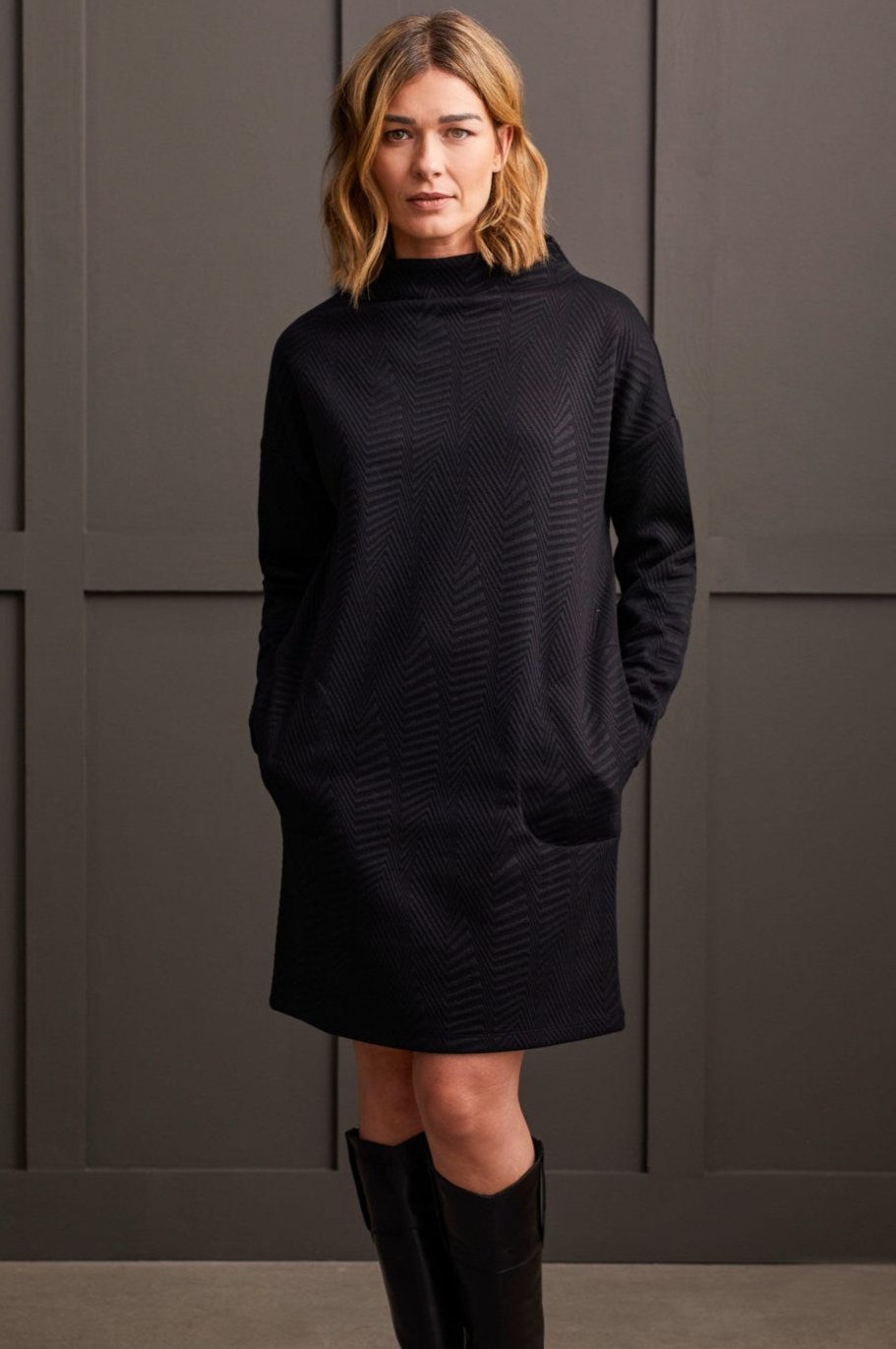 Funnel Neck Sweater Dress with Pockets - Allure Boutique WY