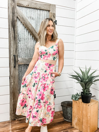 Fuschia Flower Pattern Top & Prairie Skirt Set - Allure Boutique WY